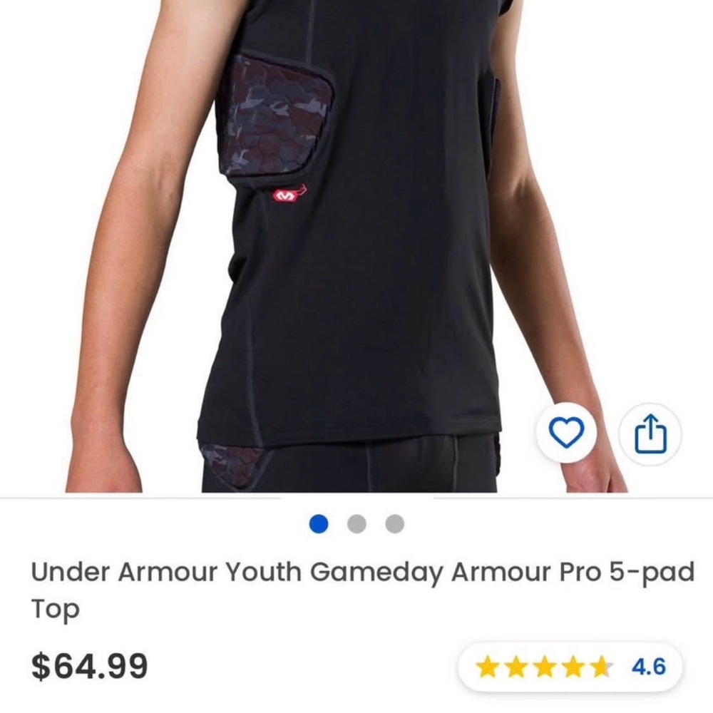 Under Armour Youth Game Day Armour Pro 5-Pad Compression Black Padded Shirt Lg